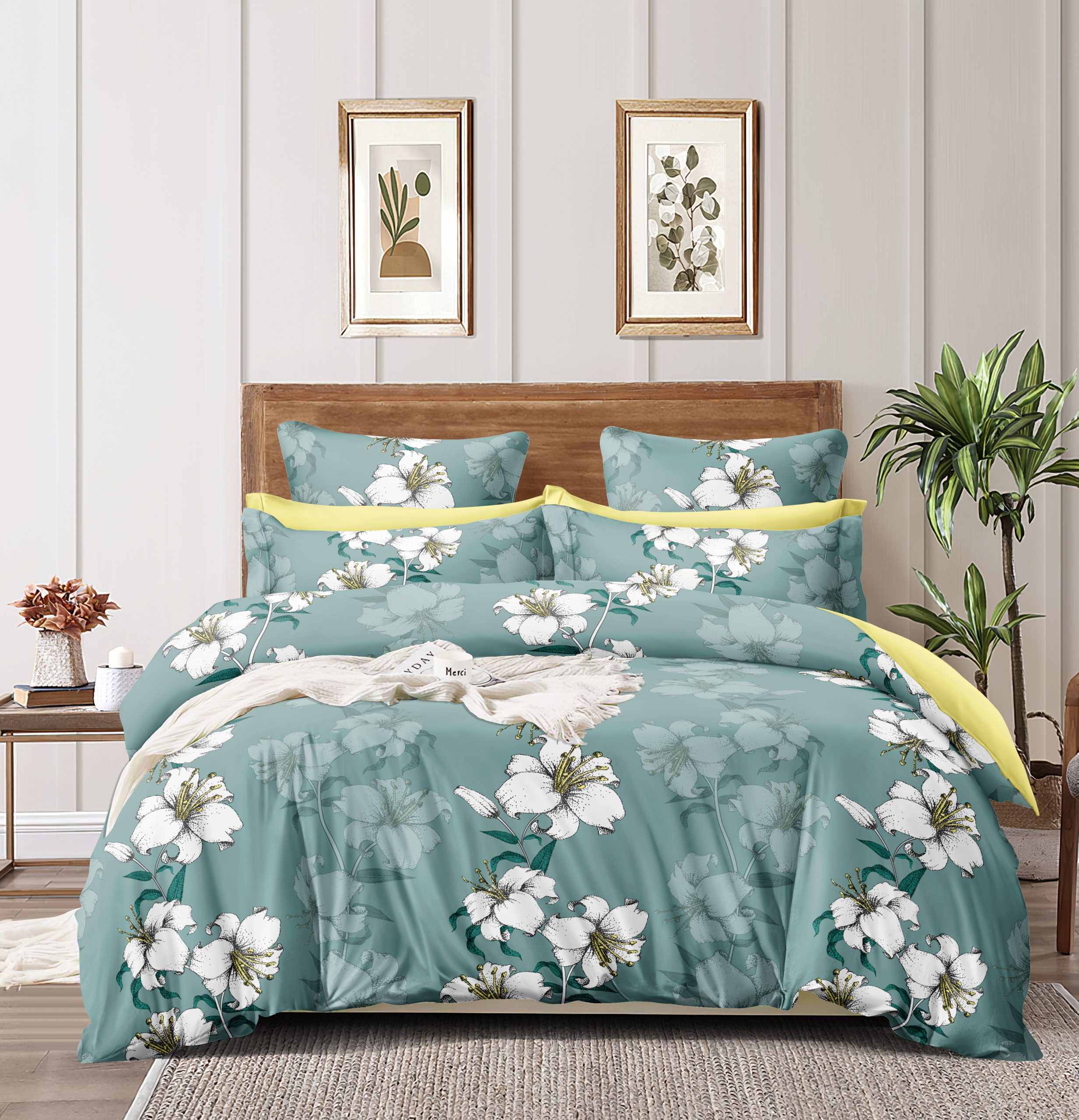 Homewards Blue Floral Bunch Double Bed Comforter
