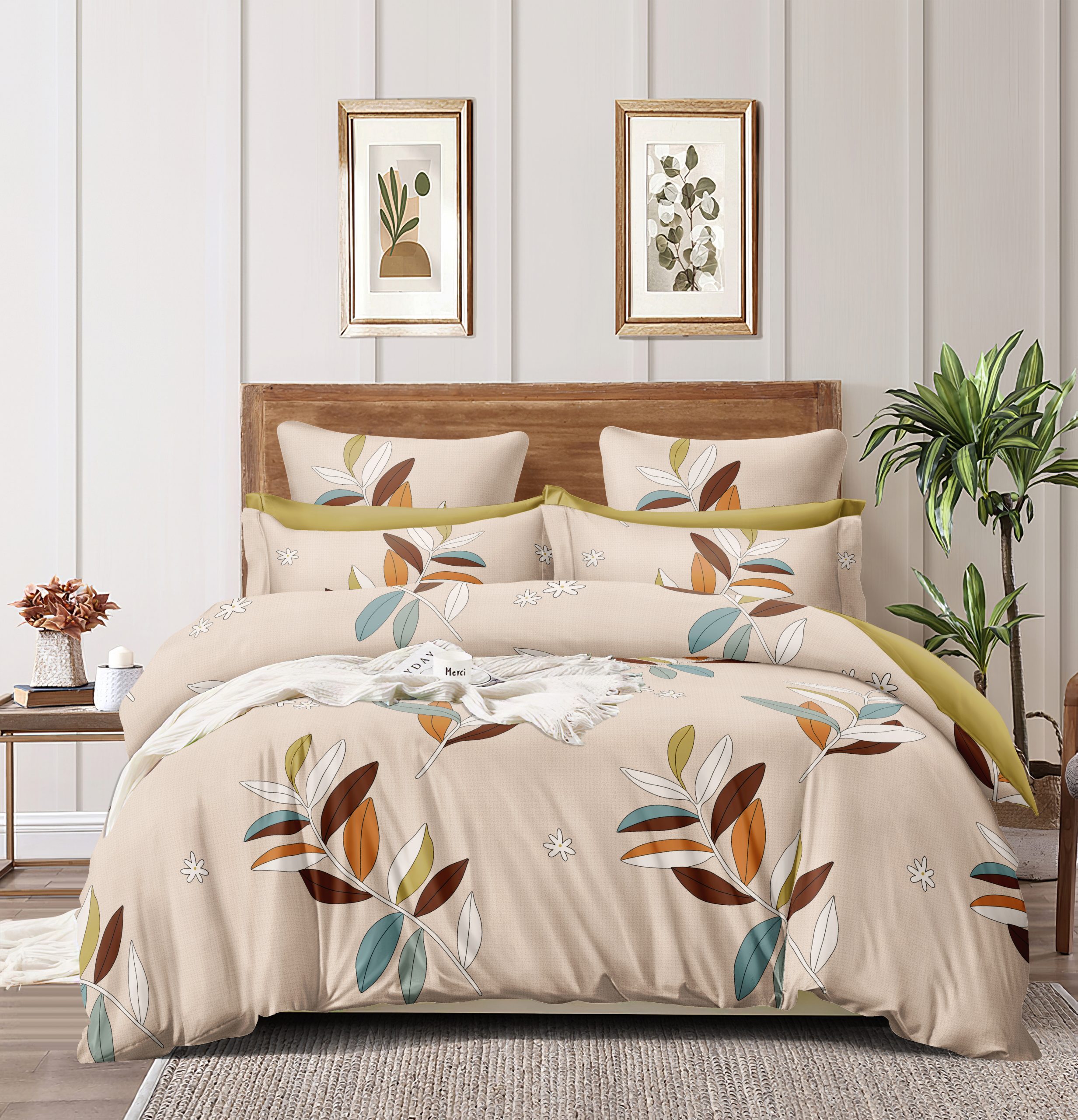 Homewards Brown Leaves Double Bed Comforter – Ultra-Soft, Cozy, and Color Fade Resistant