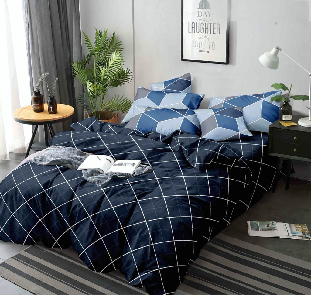 Homewards Blue Checks Double Bed Comforter – Soft, Cosy, and Colour Fade Resistant