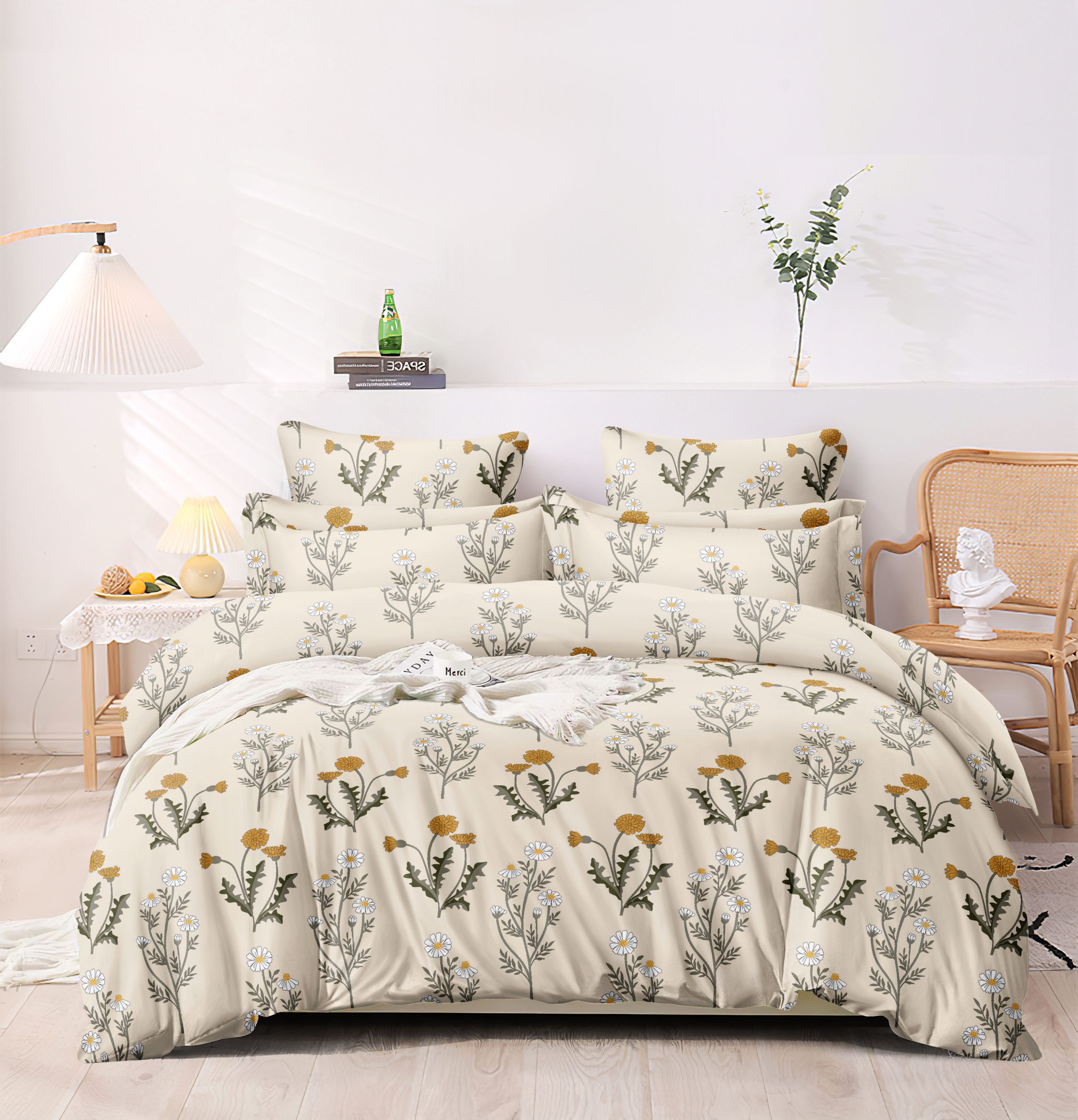 Homewards Floral Double Bed Comforter – Ultrasoft Handfeel, 100% Polyester Material, 150 GSM Microfiber Inner, Ecru Color