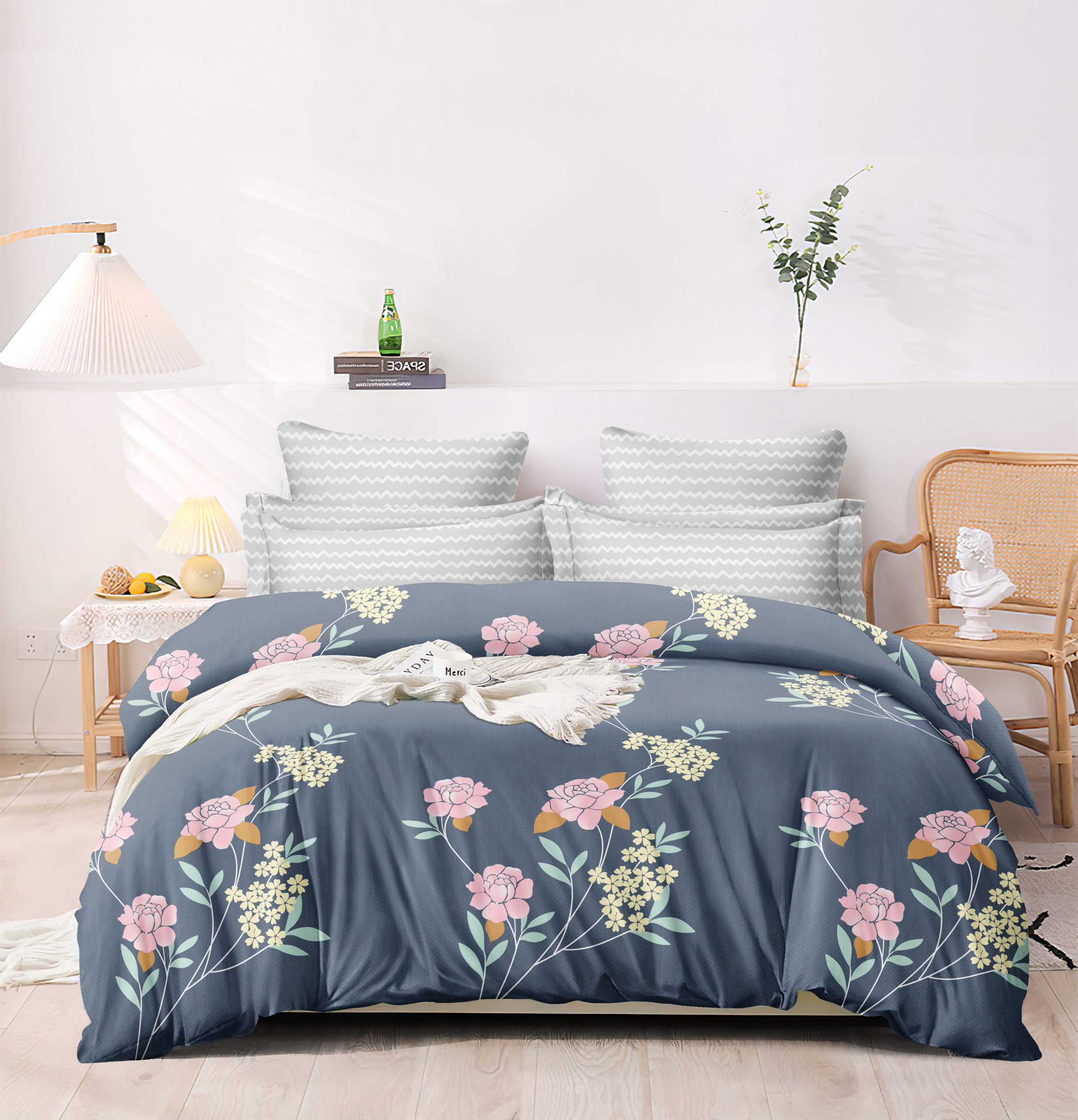 Homewards Floral Bunch Double Bed Comforter – Blue/Pink