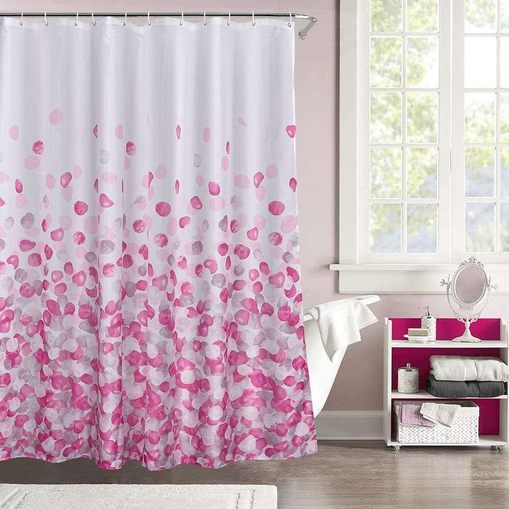 Pink Rose Petals Polyester Shower Curtain