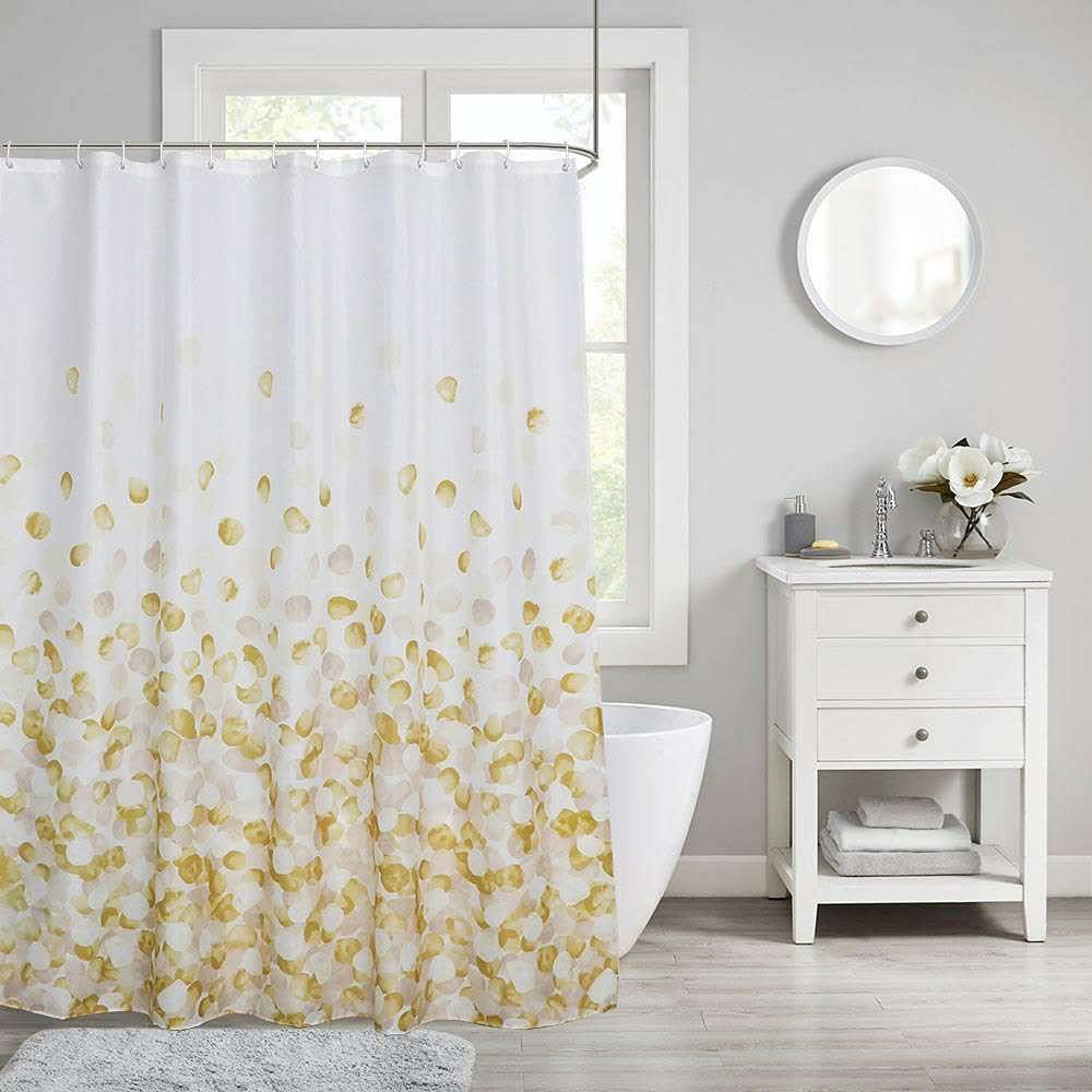 Yellow Rose Petals Polyester Shower Curtain