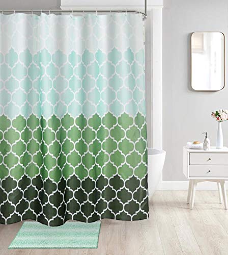 Green Moraccan gradation pattern Shower curtain