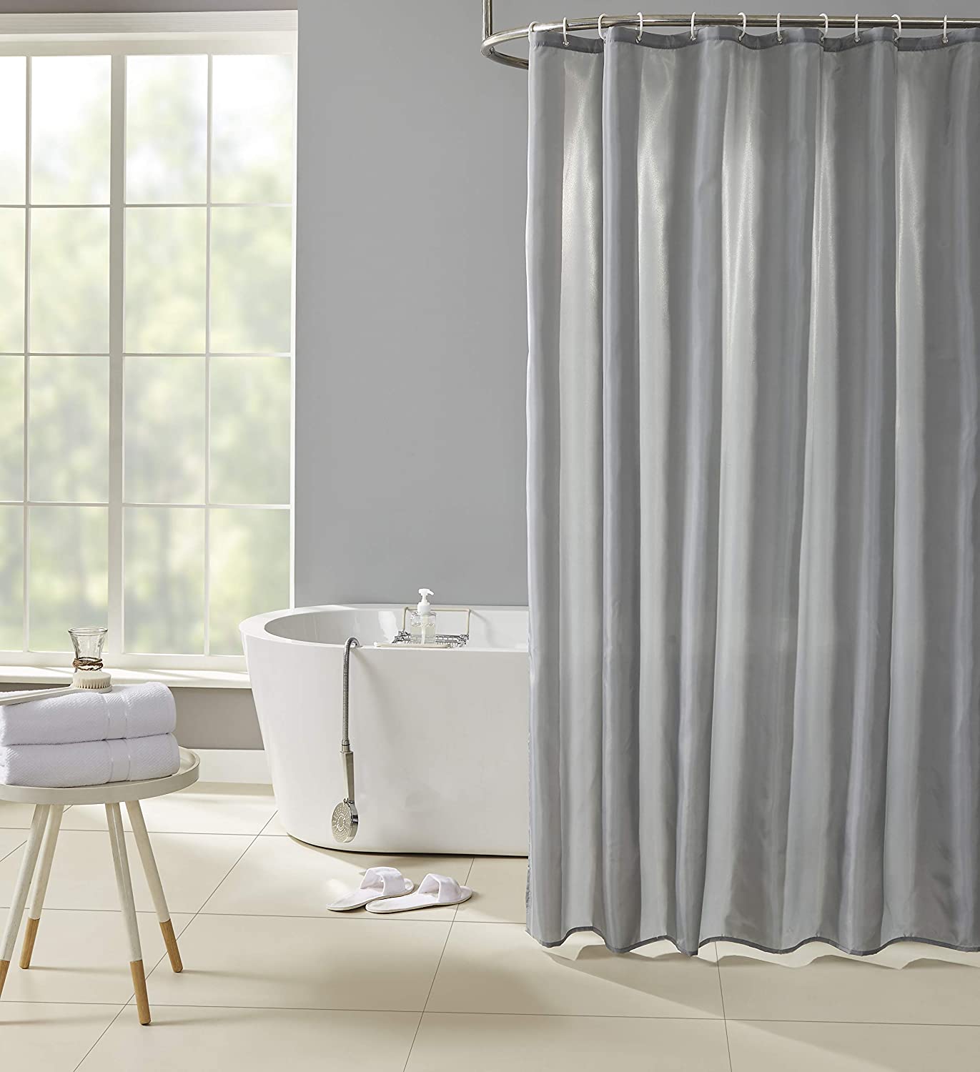 homewards Dyed Grey Water Repellant Polyester Shower Curtain