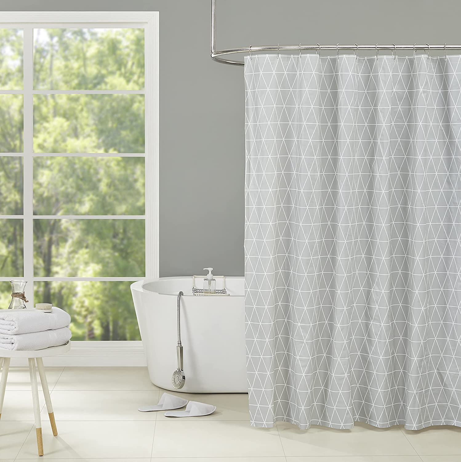 Grey Diamond Pattern PVC Shower Curtain