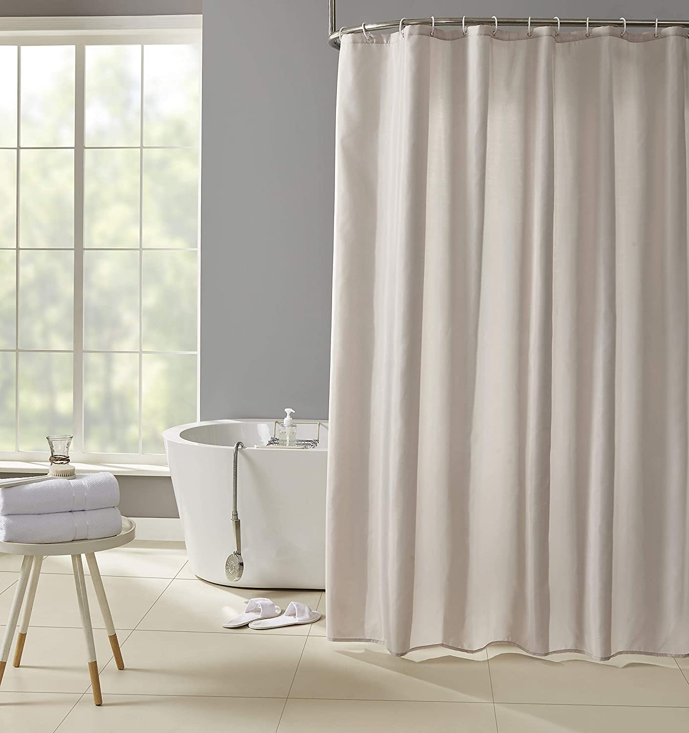 Ivory Plain Polyester Shower Curtain