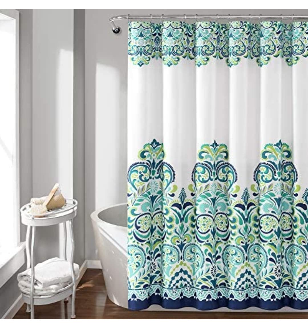 Blue Green floral Premium Shower curtain