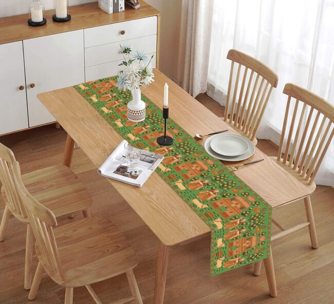 Homewards Ivy Green Miniature Painting Design Table Runner