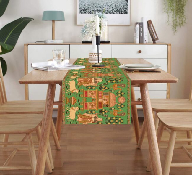 Homewards Ivy Green Miniature Painting Design Table Runner - Image 2